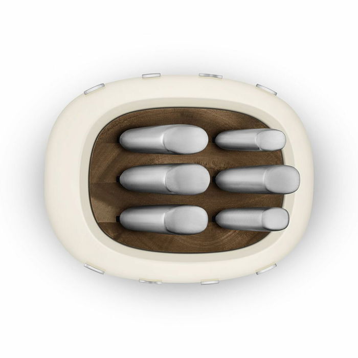 Juego de Cuchillos de Cocina y Soporte Smeg KBSF02CR Crema