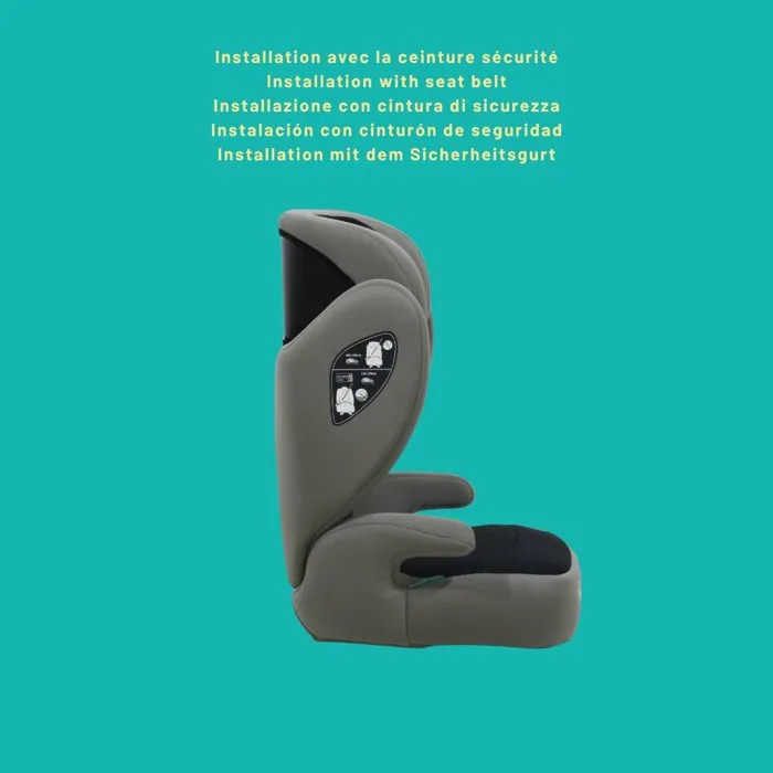 Nania Silla de Coche Belem Grupo 2/3 (4-12 Años) i-Size 100-150 cm Negra con Protección Lateral y Reposacabezas Ajustable