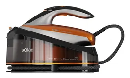 Solac CPB6110 Optima Center 3010 Centro de Planchado 3000W 1.5L 7 Bar Vapor 400g/min Smart ECO, Suela Cerámica - Negro, Naranja, Plata