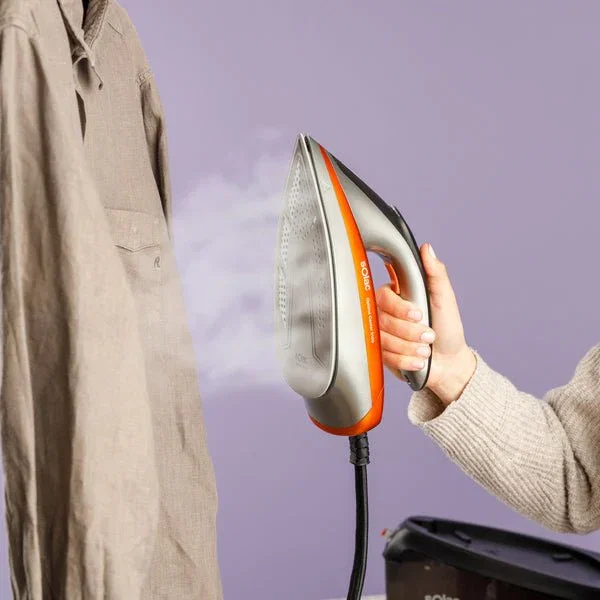 Solac CPB6110 Optima Center 3010 Centro de Planchado 3000W 1.5L 7 Bar Vapor 400g/min Smart ECO, Suela Cerámica - Negro, Naranja, Plata