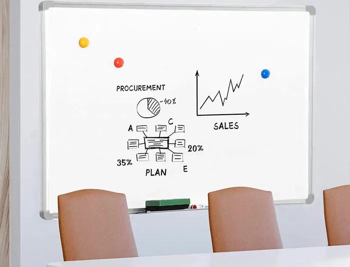 Q-connect Pizarra Blanca Lacada Magnética con Marco de Aluminio 90x60 cm