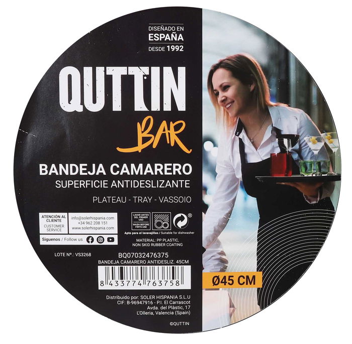 My Bar Bandeja Camarero Antideslizante 45 cm (12 Unidades)