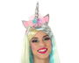 Diadema Carnaval Unicornio Fantasía Rosa Orejitas Flores Mujer Adulto para Fiestas y Cumpleaños