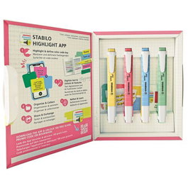 STABILO Swing Cool Highlight App Booklover Estuche de 4 Colores Pastel Surtidos