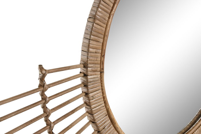 DKD Home Decor Espejo de Ratán 68x68 cm Marrón Natural