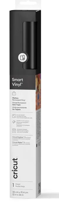 Cricut Vinilo Permanente Smart, Negro Mate, 0.9 mm para Interior y Exterior, Rollo de 330 mm Cricut Vinilo Permanente Smart, Negro Mate, 0.9 mm para Interior y Exterior, Rollo de 330 mm