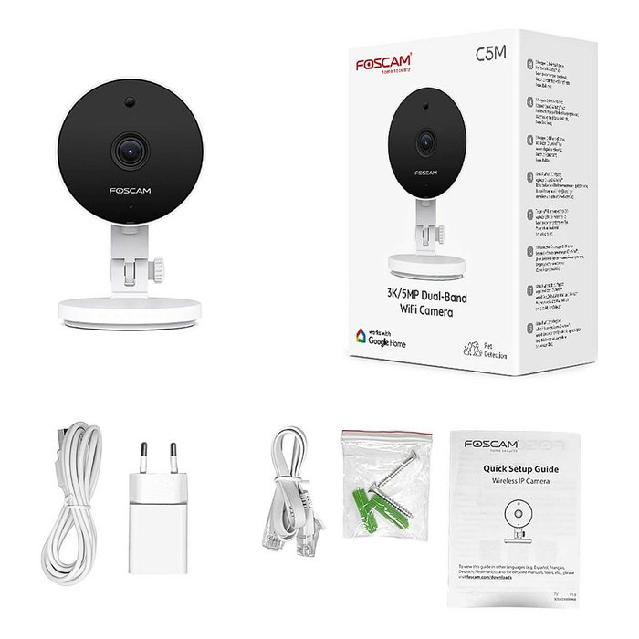 Foscam C5M Cámara de vigilancia inalámbrica de 5 MP, Blanco Foscam C5M Cámara de vigilancia inalámbrica de 5 MP, Blanco