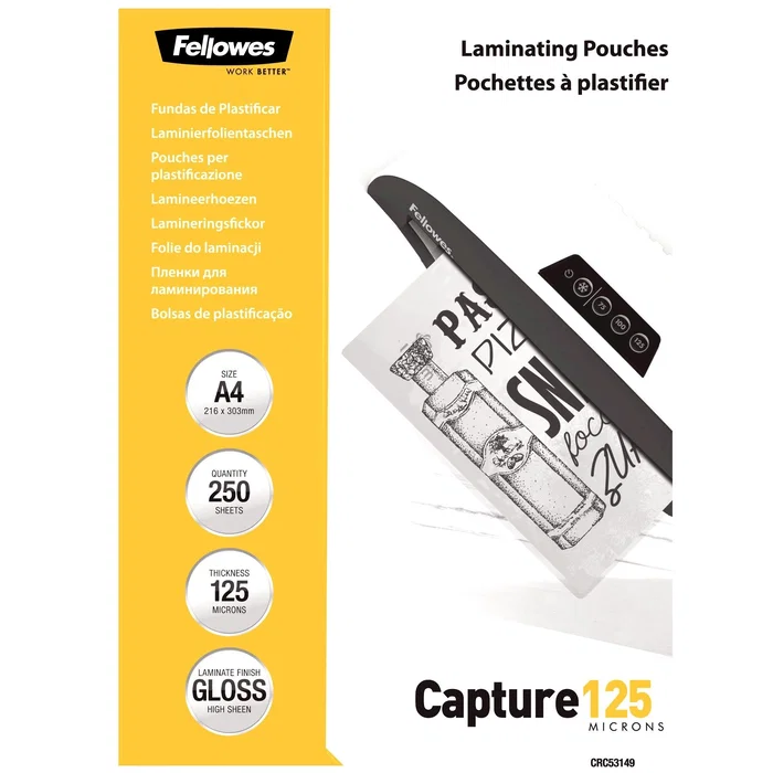 Fellowes Fundas para Plastificar A4 Brillantes 125 micras 250 unidades