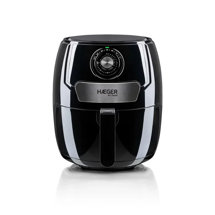 Haeger AF-M37.002A Freidora de Aire Caliente, 4.2 Litros, 1500W, Negra, Control Giratorio, Cesta Extraíble