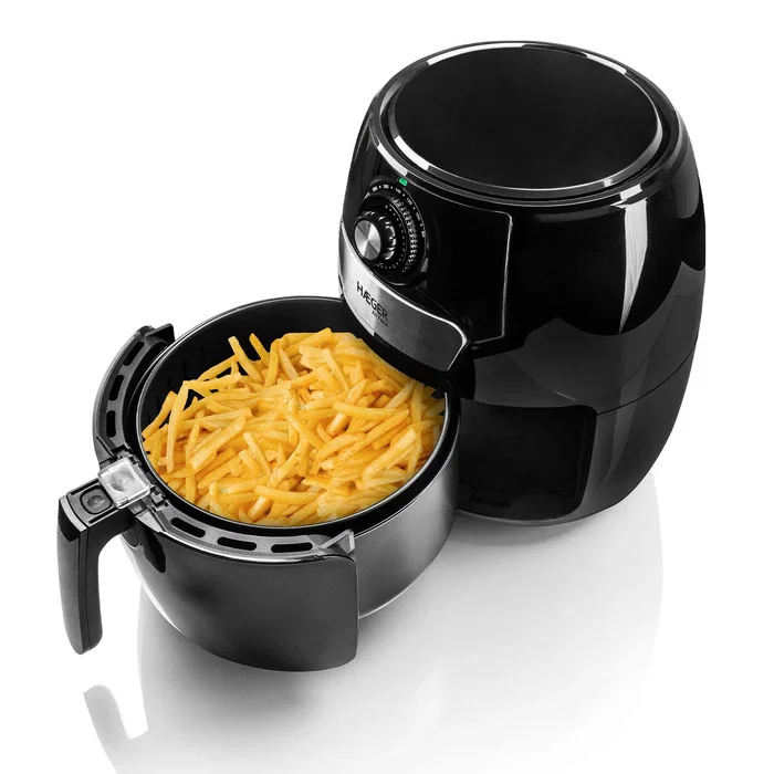 Haeger AF-M37.002A Freidora de Aire Caliente, 4.2 Litros, 1500W, Negra, Control Giratorio, Cesta Extraíble