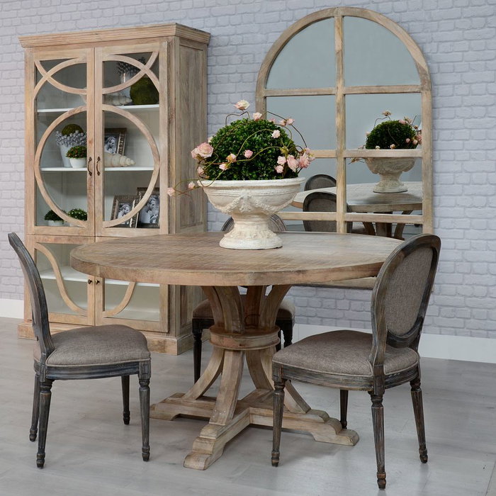 Mesa Comedor Redonda Blanco Decapé 150 X 150 X 76 cm Mesa Comedor Redonda Blanco Decapé 150 X 150 X 76 cm