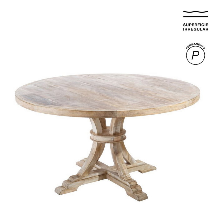 Mesa Comedor Redonda Blanco Decapé 150 X 150 X 76 cm Mesa Comedor Redonda Blanco Decapé 150 X 150 X 76 cm