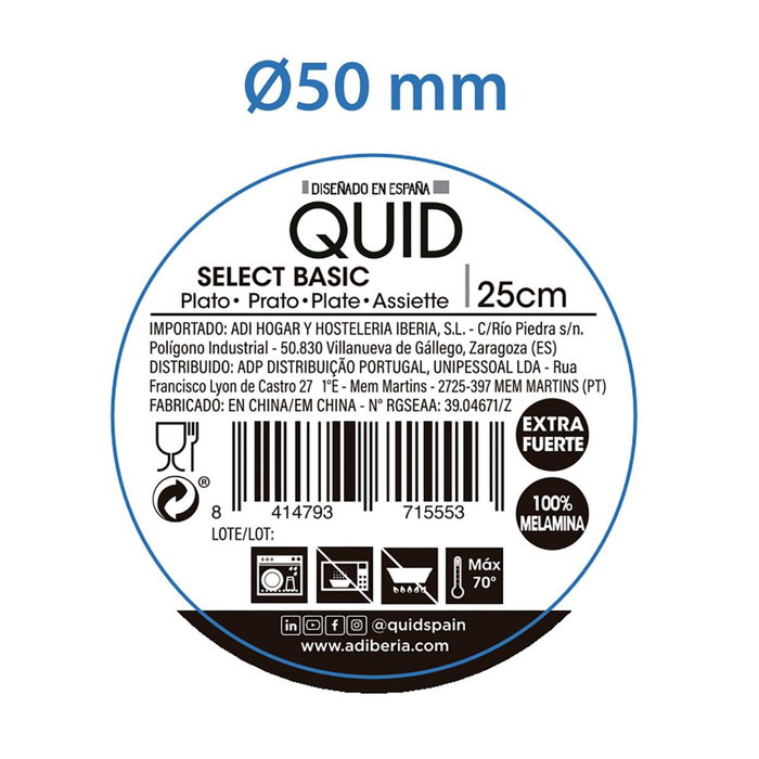 Plato Llano Melamina Select Basic Quid 25 cm
