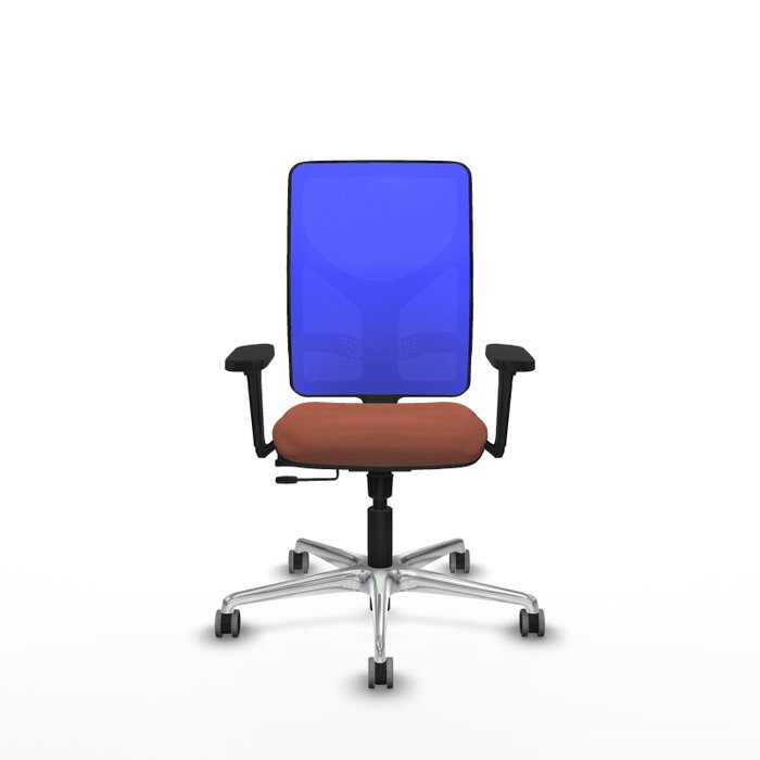 PIQUERAS Y CRESPO Silla de oficina Motilla con mecanismo Sincro/Traslack, Tela Marrón y Malla Azul