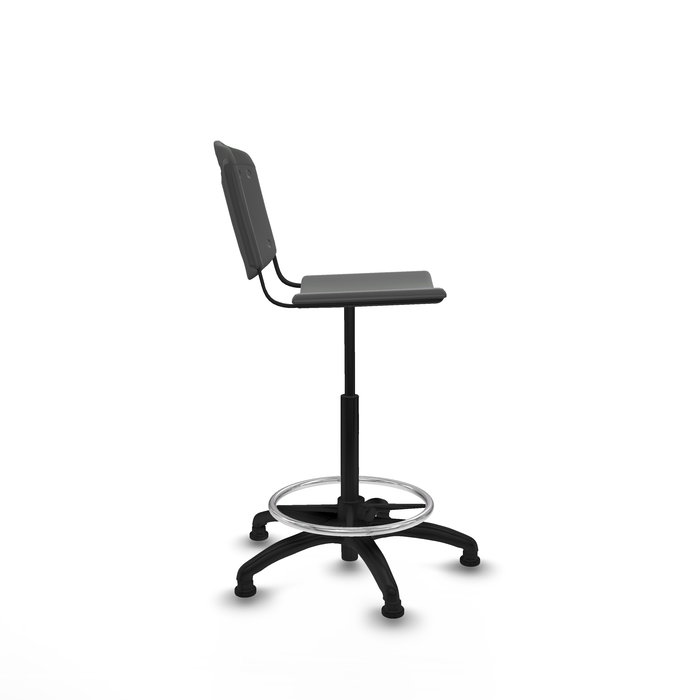 Taburete Robledo con mecanismo Giratorio de PVC color Gris oscuro. Equipado con Base poliamida negra, Sin brazosy Topes