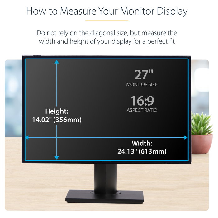 StarTech.com Filtro de Privacidad para Monitor de 27 Pulgadas, Colgante, Brillante