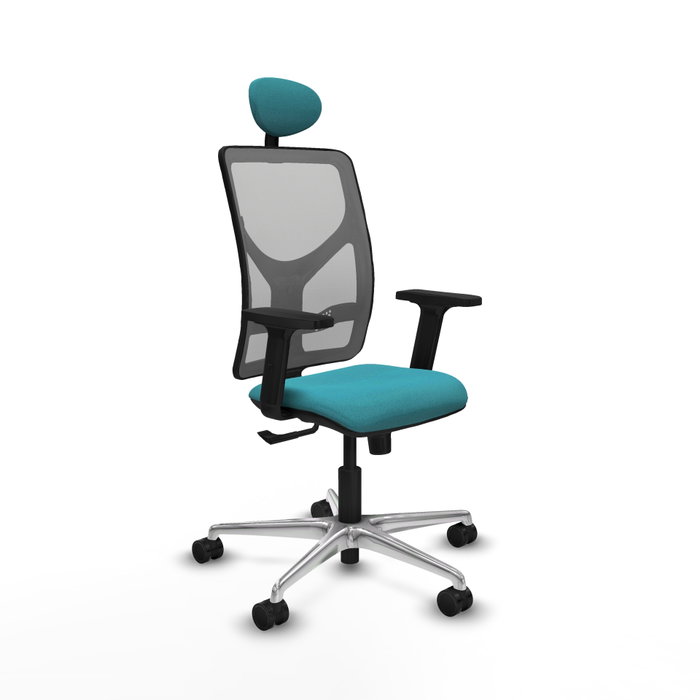 PIQUERAS Y CRESPO Silla de oficina Motilla con mecanismo Sincro, Tela Turquesa y Malla Gris PIQUERAS Y CRESPO Silla de oficina Motilla con mecanismo Sincro, Tela Turquesa y Malla Gris