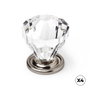 Rei Pomo Modelo 487 para Mueble de ABS Transparente (Efecto Cristal) con Acabado Cromo Brillante, Ø30 x 35 mm, Incluye Tornillos M4, Blister 4 Unidades