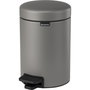 Brabantia Cubo de basura con pedal Newicon 3 L Mineral Concrete Grey