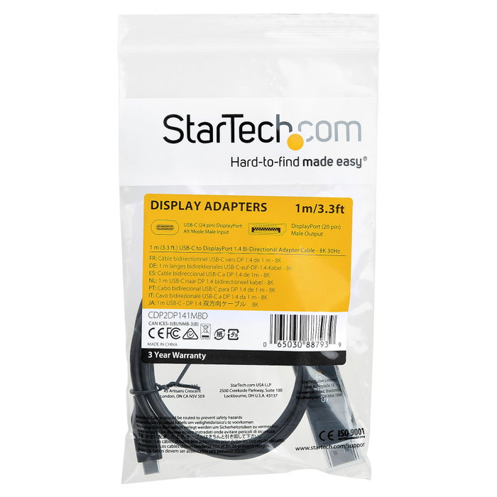 Startech Cable USB-C a DisplayPort 1.4 1m Bidireccional