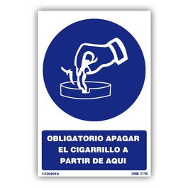 DUVER Señal Adhesiva de Obligación de Apagado de Cigarrillo 210x150 mm