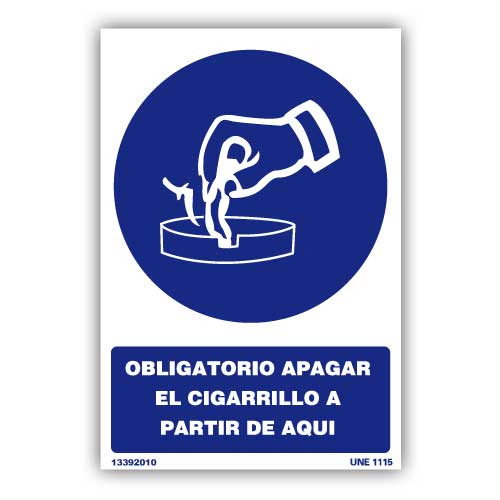 DUVER Señal Adhesiva de Obligación de Apagado de Cigarrillo 210x150 mm DUVER Señal Adhesiva de Obligación de Apagado de Cigarrillo 210x150 mm