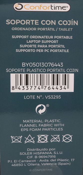 Confortime Soporte Plástico Portátil Cojín, Dimensiones: 47.8 cm (Largo) x 33.6 cm (Ancho) x 6.3 cm (Alto) (6 Unidades)
