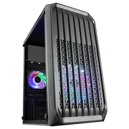 Mars Gaming MC-S2 Caja de Ordenador Gaming Mini-Torre Compacta - 2 Ventiladores FRGB Incluidos, Ventana Lateral, Compatible Micro-ATX/Mini-ITX, Refrigeración Líquida 240mm, Negro