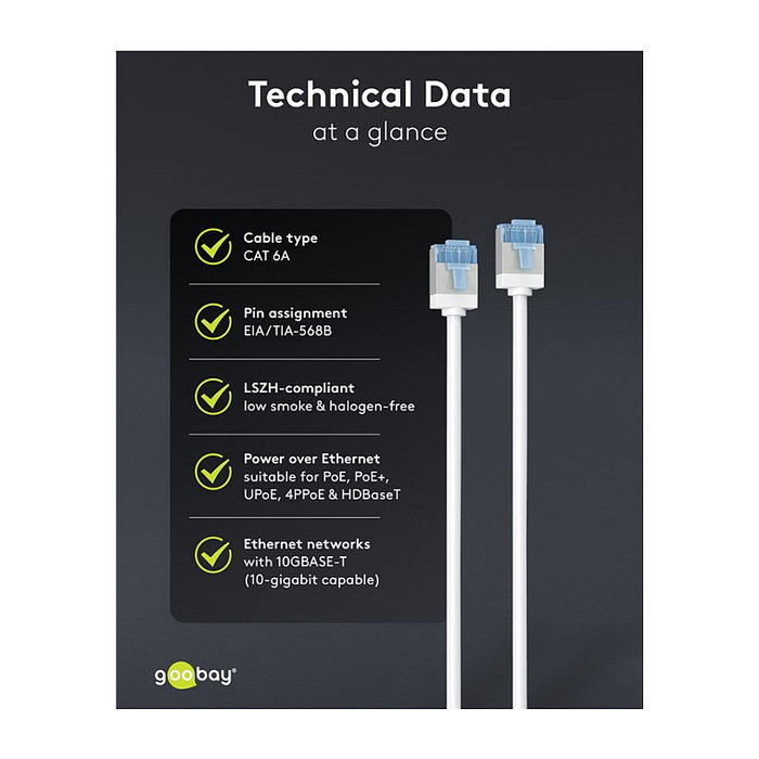 Goobay LAN-Kabel CAT6A 0,25m weiß Goobay LAN-Kabel CAT6A 0,25m weiß