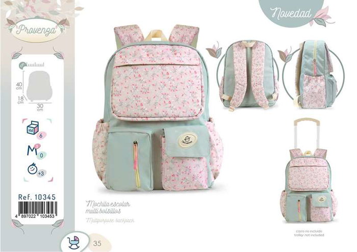 Mochila escolar multibolsillos 40x30x18 cm de Poliéster para niños +3 años