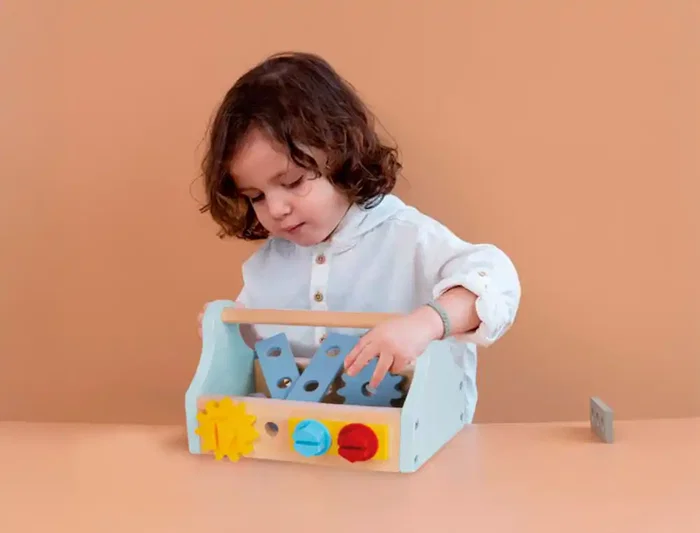 Imaginovo Maletín de Herramientas Infantil de Madera para +3 Años, 18 Piezas, 21.4x13.2x11cm