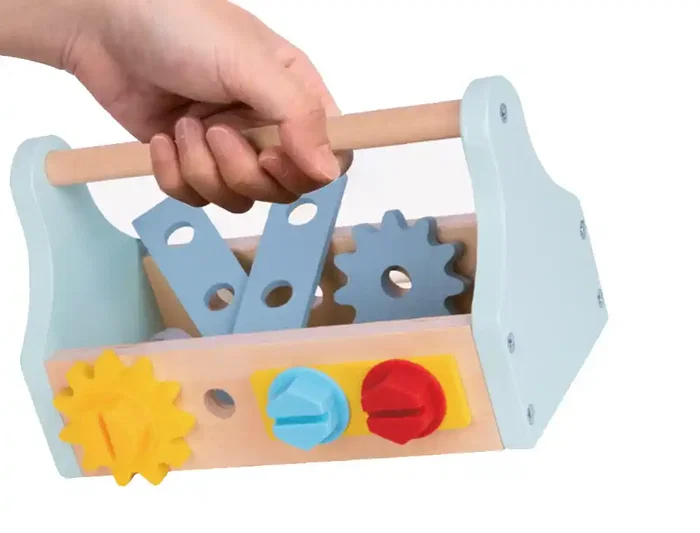 Imaginovo Maletín de Herramientas Infantil de Madera para +3 Años, 18 Piezas, 21.4x13.2x11cm