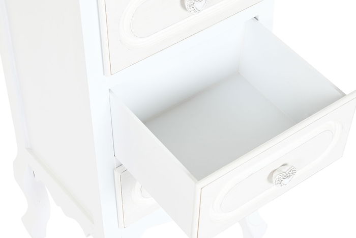 DKD Home Decor Chifonier Romántico Blanco Madera MDF 4 Cajones 100x36x40 cm