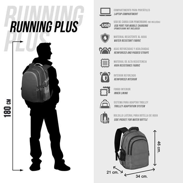 Karactermania Naruto Run. Plus FAN Dress Mochila 44x34x21 cm, Gran Capacidad, 3 Compartimentos, Bolsillo Acolchado, Material Resistente