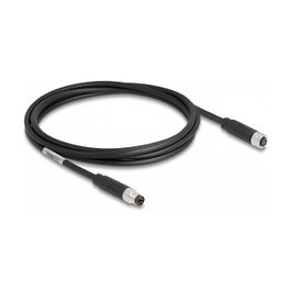 DeLOCK Cable M8 de 4 pines con codificación A, macho a hembra, 2 m