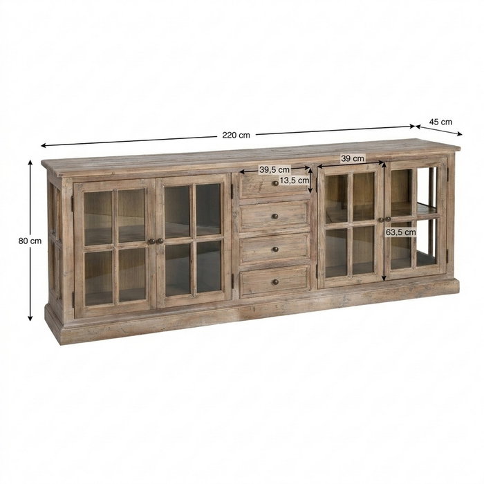 Aparador Madera de Pino Salón 220 X 45 X 80 cm
