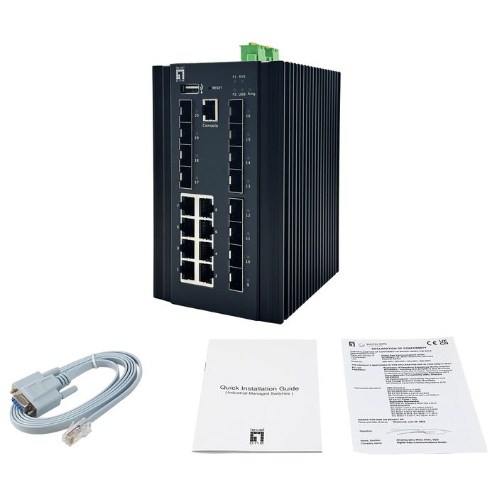 Level One Switch Gestionado IGX-2072 20x GE 8x 1GbE.8x 2.5GbE SFP+, L2+, 112 Gbit/s, QoS, 16000 Entradas MAC