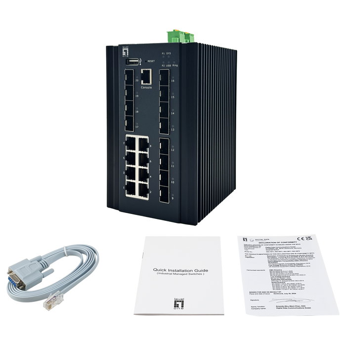 Level One IGX-2072 Switch Industrial Gestionado L2+
