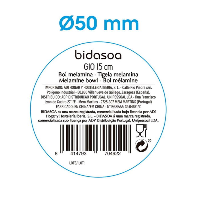 Bol Bicolor Melamina Gio Bidasoa 15x15 cm (12 Unidades)
