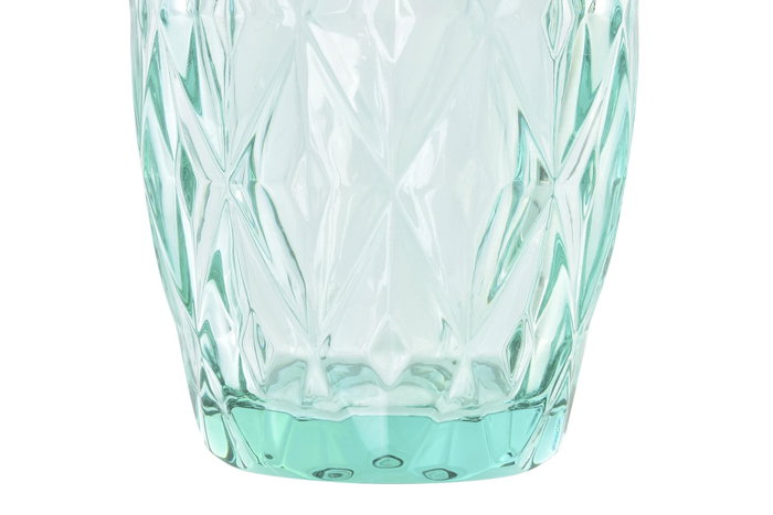 DKD Home Decor Set de 6 Vasos de Cristal Relieve Turquesa Diamond Garbo 1, 240ml