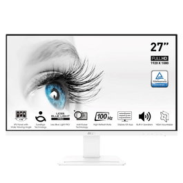 MSI Monitor Pro MP273AW 27" (68,6 cm) Full HD 1920x1080 IPS 100Hz 4ms Tiempo de Respuesta Blanco Diseño Sin Marco con Altavoces