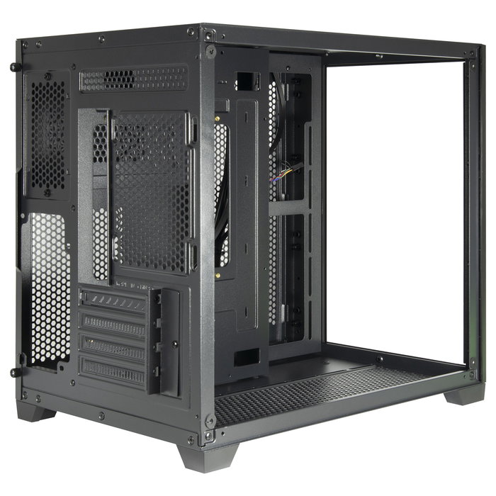 Inter-Tech C-501 Aspect Gaming Torre Midi Micro-ATX Mini-ITX PC Negro - Para CPU de 15.5 cm y Tarjeta Gráfica de 37.5 cm, Con Bahías 2.5/3.5" y Soporte para Ventiladores 120 mm