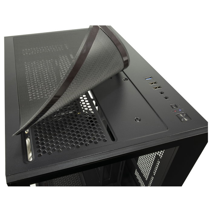 Inter-Tech C-501 Aspect Gaming Torre Midi Micro-ATX Mini-ITX PC Negro - Para CPU de 15.5 cm y Tarjeta Gráfica de 37.5 cm, Con Bahías 2.5/3.5" y Soporte para Ventiladores 120 mm