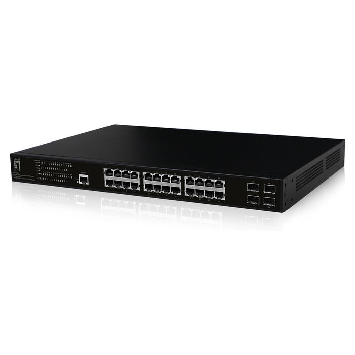 LevelOne GEP-2861 Switch Gestionado L2 Gigabit Ethernet 24xPoE+ 4xSFP Montaje en Rack 390W 1U