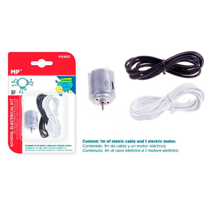 MP Kit eléctrico escolar, blíster con 1m de cable y motor para trabajos MP Kit eléctrico escolar, blíster con 1m de cable y motor para trabajos