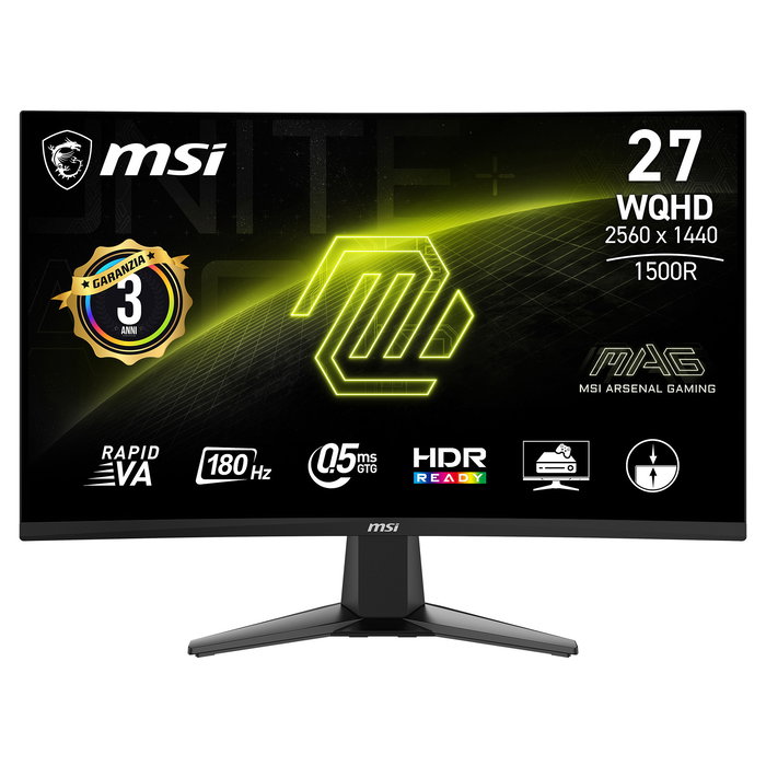 MSI Monitor Gaming MAG 27CQ6F Curvo 27" QHD 2560 x 1440, 180 Hz, 0.5 ms, HDR10, VA, 1500R, Negro (9S6-3CD91M-002) MSI Monitor Gaming MAG 27CQ6F Curvo 27" QHD 2560 x 1440, 180 Hz, 0.5 ms, HDR10, VA, 1500R, Negro (9S6-3CD91M-002)