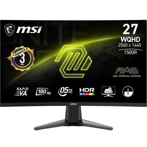 MSI MAG 27CQ6F Monitor Gaming Curvo 27'' QHD 180Hz 0,5ms VA Negro