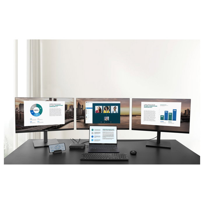 ASUS DC300 Dock USB-C con 90W Power Delivery, Triple Pantalla 4K HDMI 2.0/DP 1.4, Ethernet Gigabit, 4 Puertos USB, Lector SD, Negro