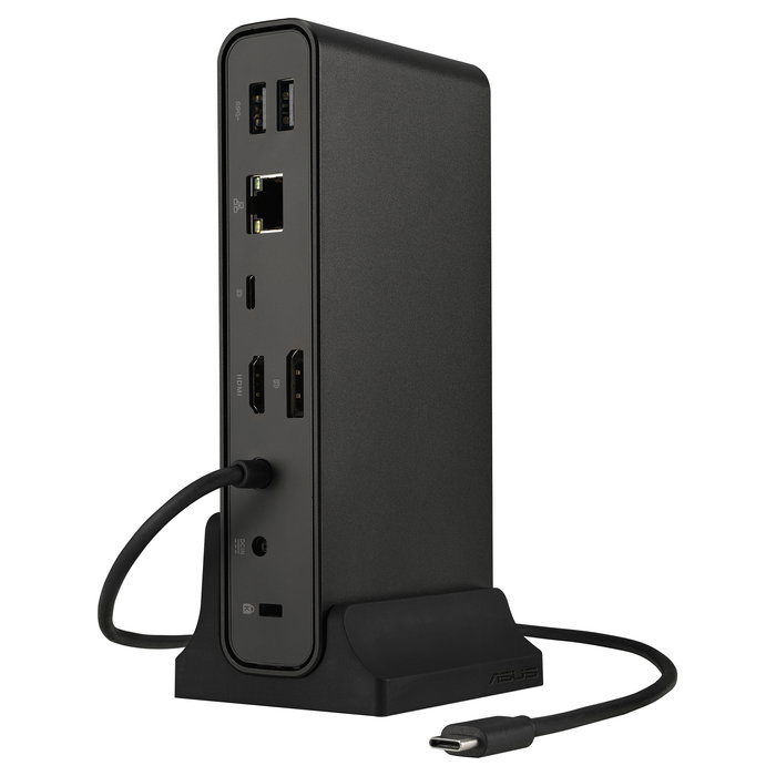 ASUS DC300 Dock USB-C con 90W Power Delivery, Triple Pantalla 4K HDMI 2.0/DP 1.4, Ethernet Gigabit, 4 Puertos USB, Lector SD, Negro
