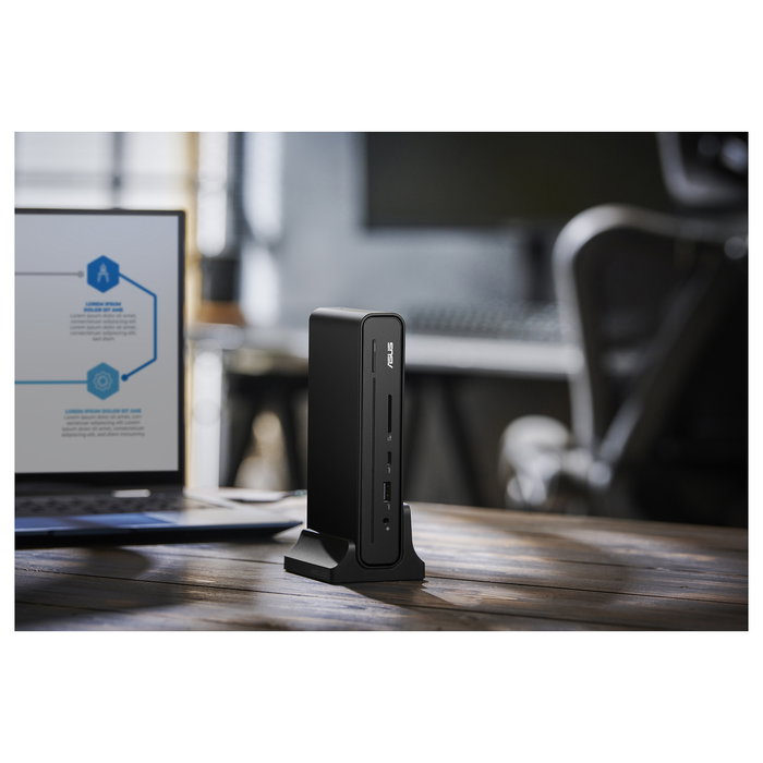 ASUS DC300 Dock USB-C con 90W Power Delivery, Triple Pantalla 4K HDMI 2.0/DP 1.4, Ethernet Gigabit, 4 Puertos USB, Lector SD, Negro